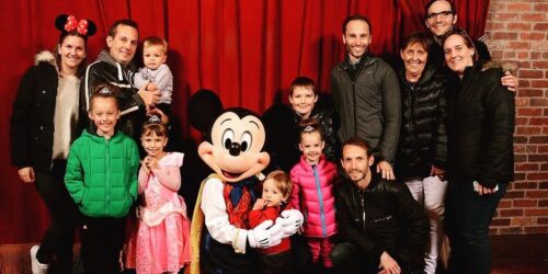 Big family at Disney with Mickey Mouse