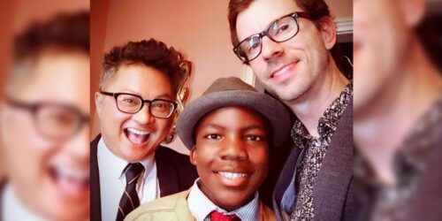 Alec Mapa and Jamie Hebert with their son