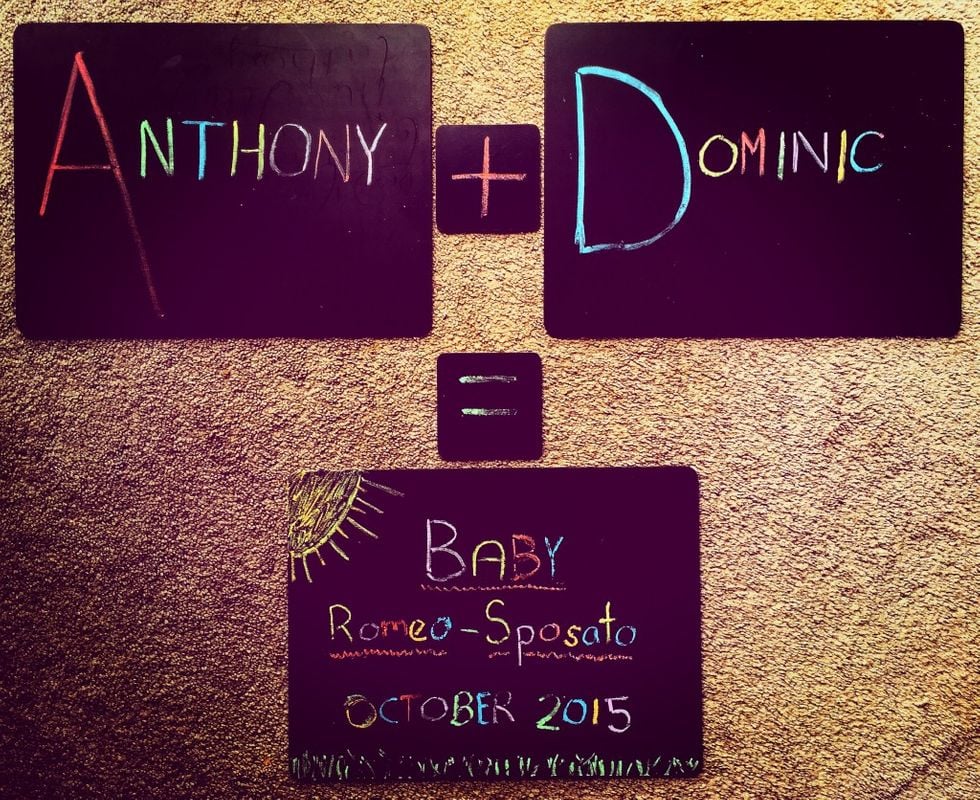 Baby announcement on chalkboard