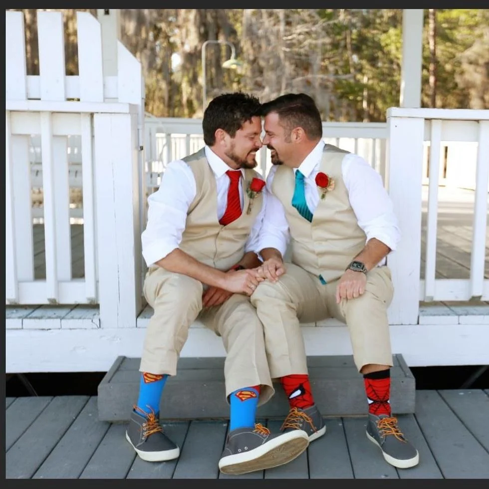 gay couple on their wedding day