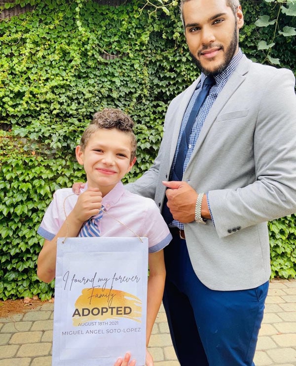 father and son on adoption day